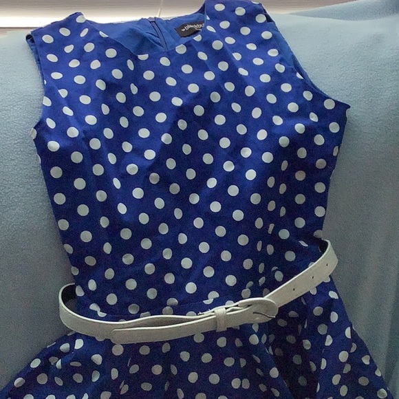 Kids small blue and white polkadot dress - Picture 5 of 5
